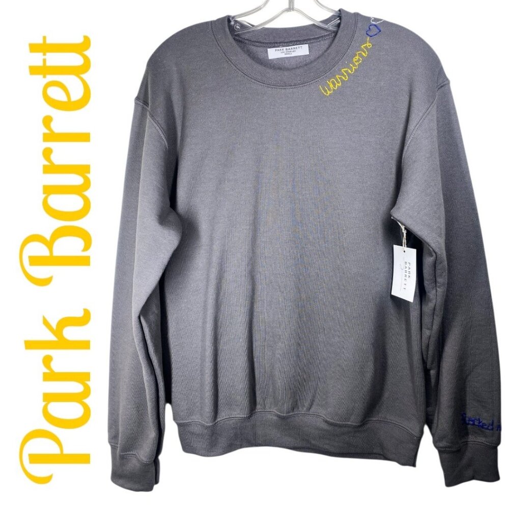 NWT PARK‎ BARRETT WARRIORS EMBROIDERED SWEATSHIRT GRAY GOLDEN STATE, SIZE SMALL